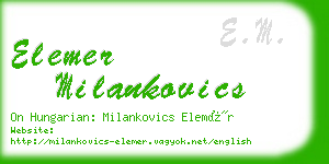 elemer milankovics business card